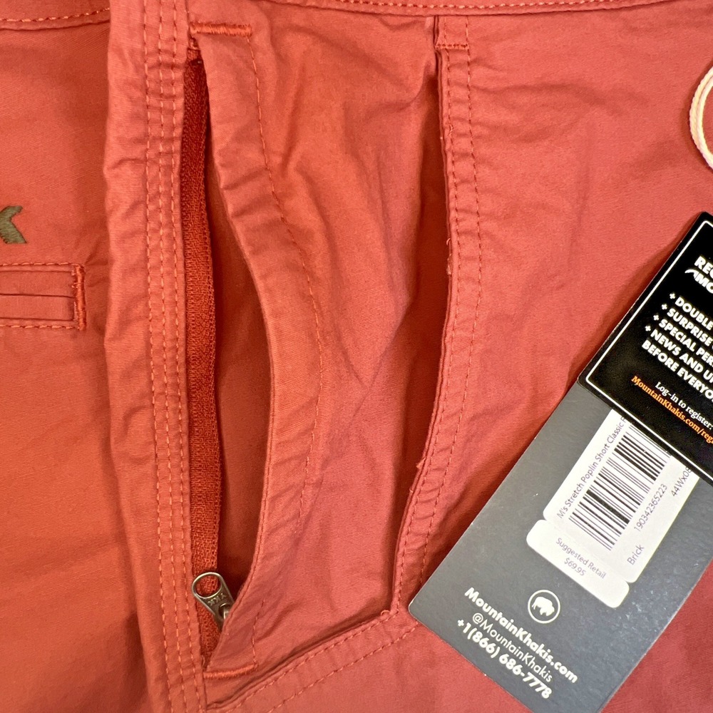 Mountain Khakis Stretch Poplin Shorts 44x8 Brick Classic Fit Cotton NWT - Picture 7 of 8